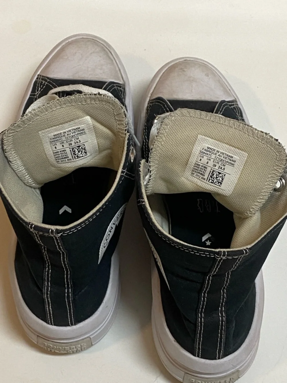 Converse Chuck Taylor All Star Black and White High-Top Platform Sneaker 568497C - Picture 10 of 11